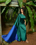 SŪTRA SUNDOWN CAPE MAXI DRESS GREEN - SUT005