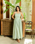 SŪTRA DAWN CORSET HALTER MAXI DRESS GREEN - SUT001